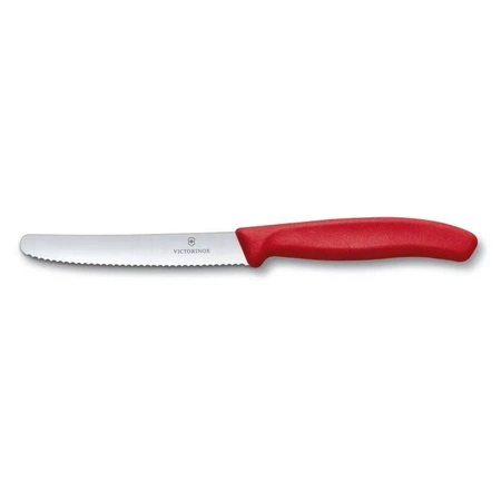 Švýcarský vroubkovaný nůž na zeleninu a ovoce Swiss Classic červený délka čepele 11 cm | VICTORINOX 6.7831