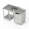 Nerezový stůl s jednoplášťovým dřezem, skříňkou a policí 200x60x85 cm | FORGAST