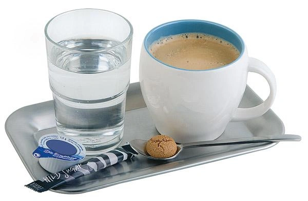 Tác KAFFEEHAUS oválný s pravým úhlem, s ohnutým okrajem, nerezová ocel, 21.1x12.6x1 cm | APS 30118