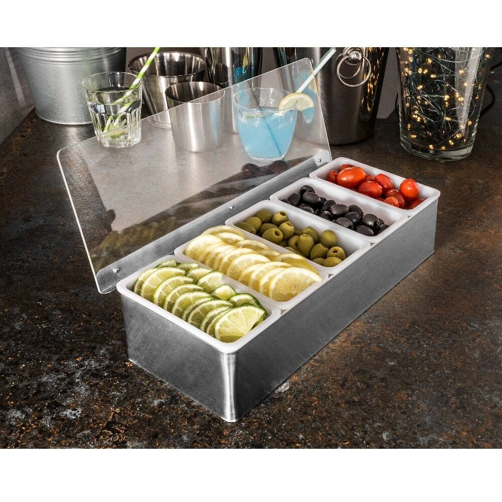 5-dílná nádoba na barmanské přísady, šedá, 37.5x14x9 cm | FORGAST FG11419