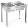Nerezový stůl s dvoukomorovým dřezem 100x60x85 se šrouby | FORGAST FG15335