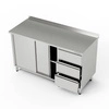 Nerezový pracovní stůl se skříňkou a blokem se 3 zásuvkami 150x70x85 cm | FORGAST