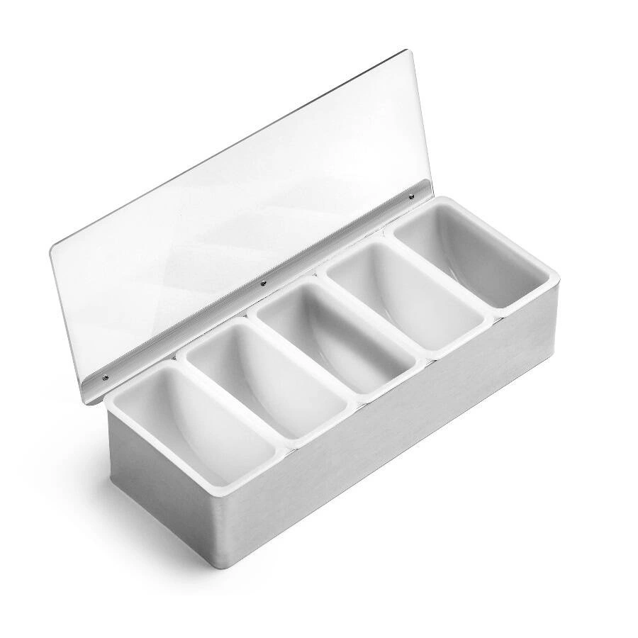 5-dílná nádoba na barmanské přísady, šedá, 37.5x14x9 cm | FORGAST FG11419