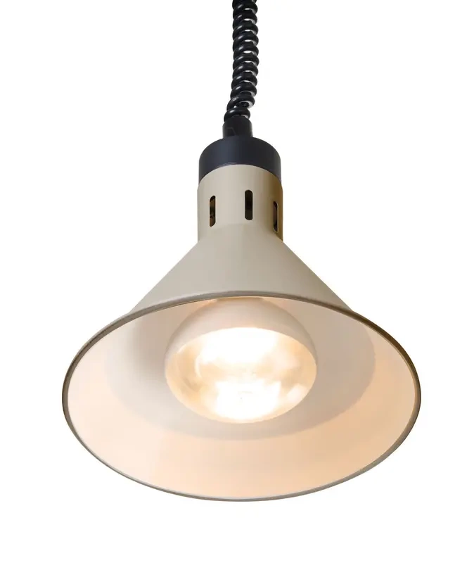 Závěsná lampa na ohřívání pokrmů, kuželová, béžová, 230V/250W, ⌀27,5x(V)25 cm | HENDI 273777