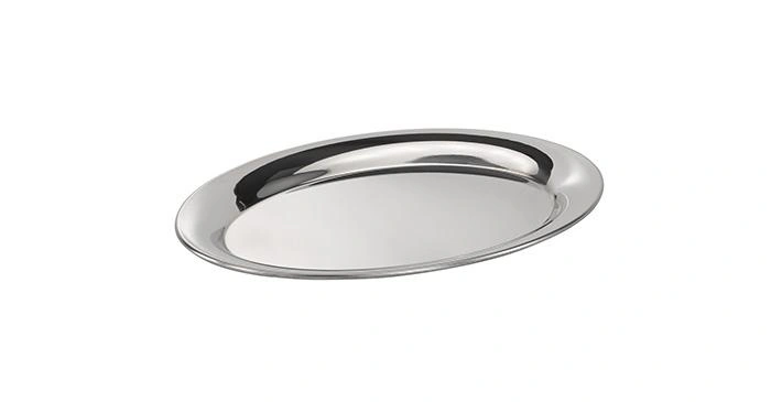 Tác KAFFEEHAUS oválný, leštěný, matný, z nerezové oceli, 20x14.5x0.5 cm | APS 30115