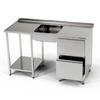 Nerezový stůl s jednokomorovým dřezem a dvouzásuvkovým blokem 190x60x85 cm | FORGAST