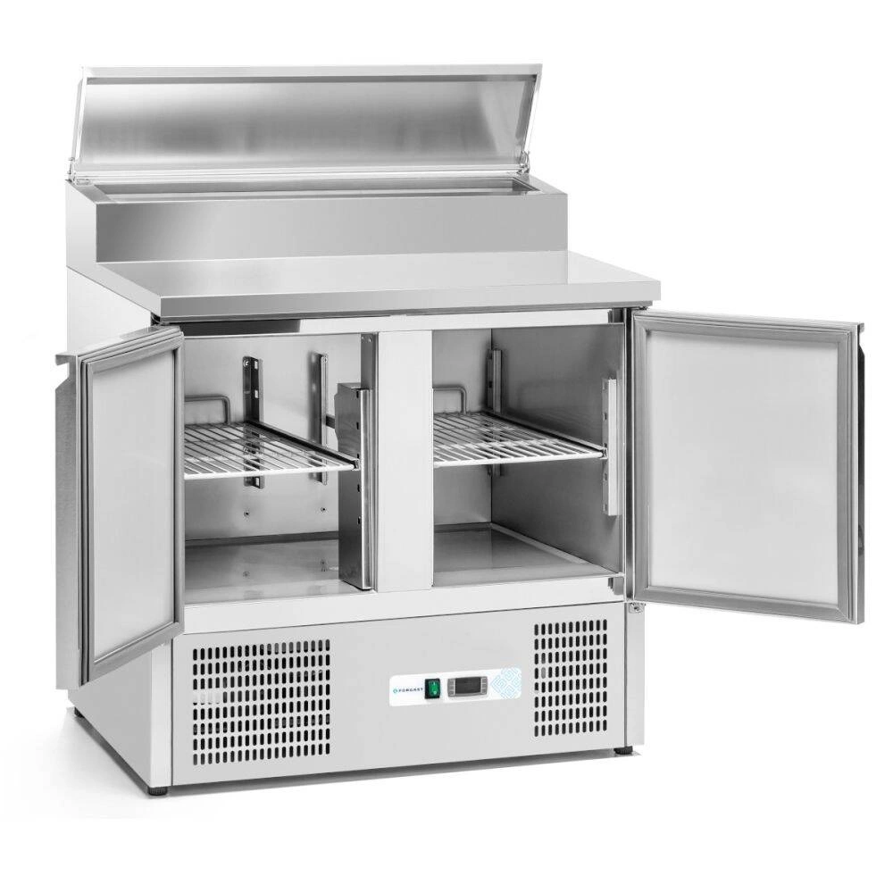 Chladicí stůl 2-dveřový salátový 257 l, s nerezovým nástavcem | FORGAST FG07402
