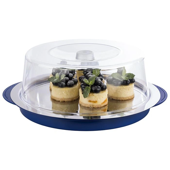 Kulatý podnos s chladicí vložkou a víkem, modrý 35x15 cm | APS 9093