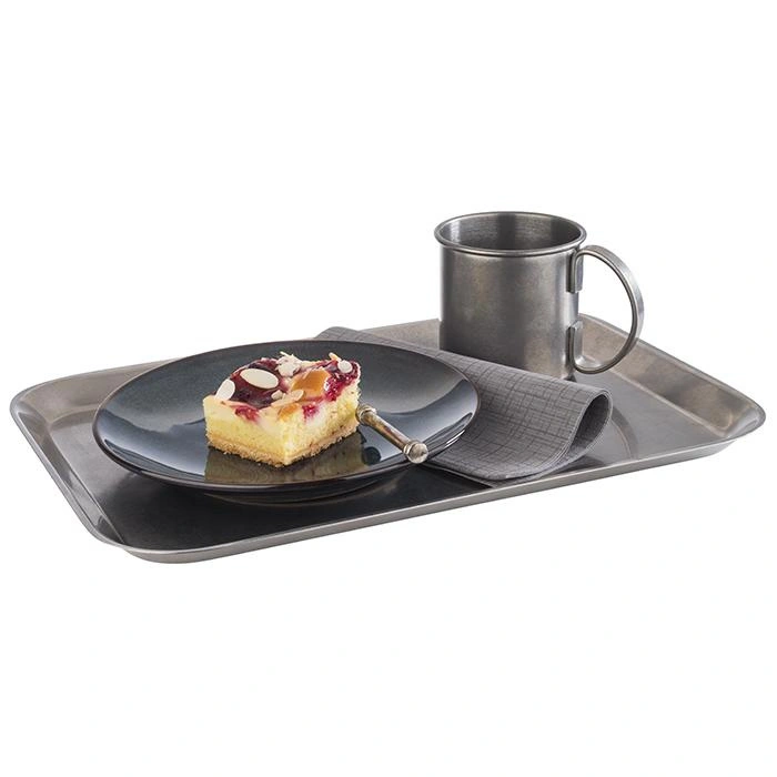 Podnos VINTAGE, nerezová ocel, 38x26.5x1.5 cm | APS 30132