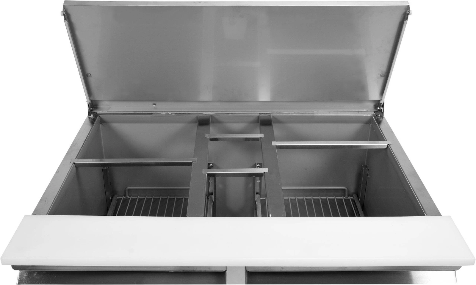 Chladicí dvoudveřový salátový stůl s víkem z nerezové oceli | YATO YG-05262