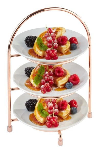 Stojan na servírování na 3 talíře, měděný, 18.5x15.5x26 cm | APS 33211